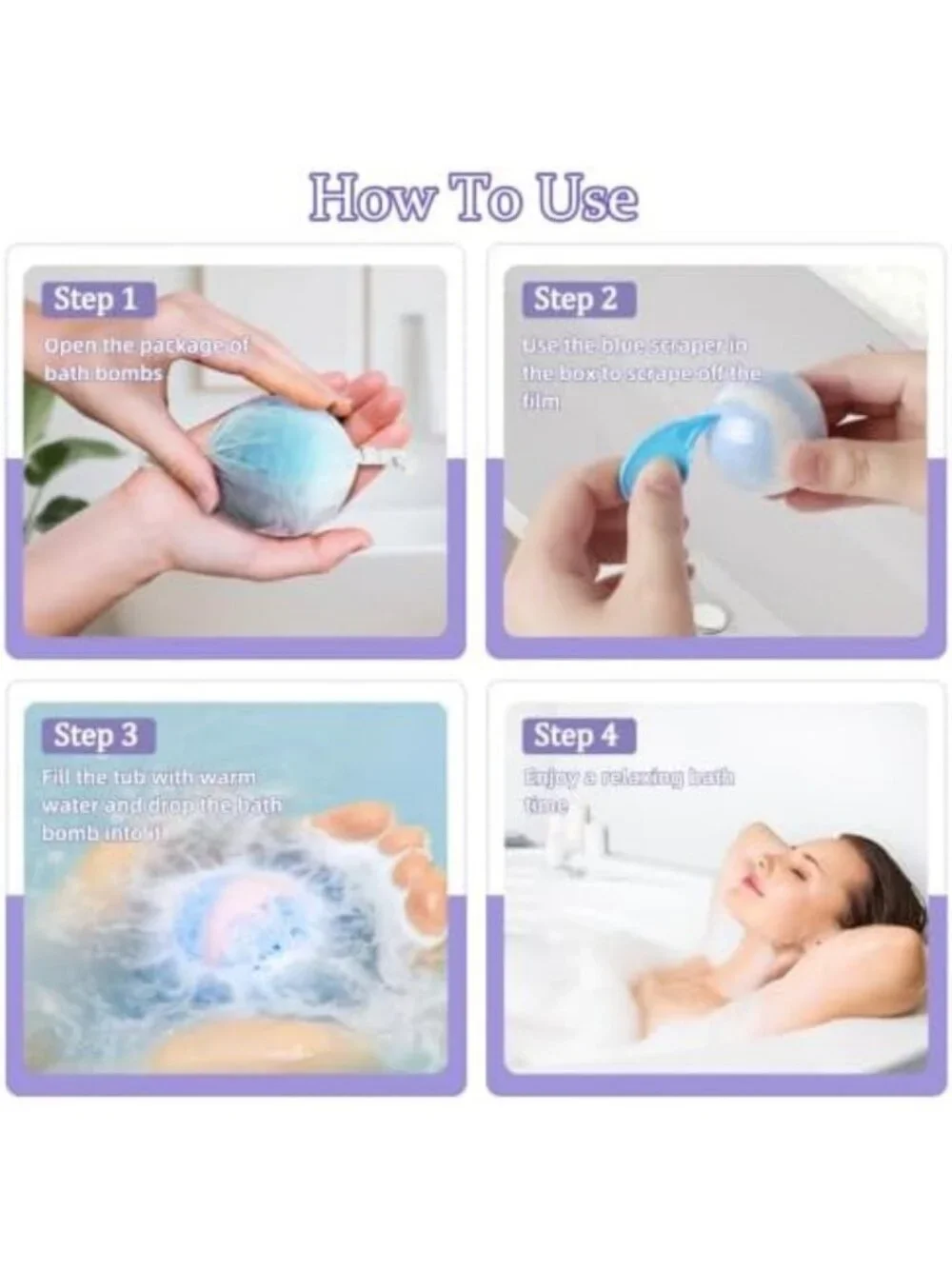 50 PCS Natural Bath Bombs Set for Women - 10 Scents, Relaxing Spa Experience